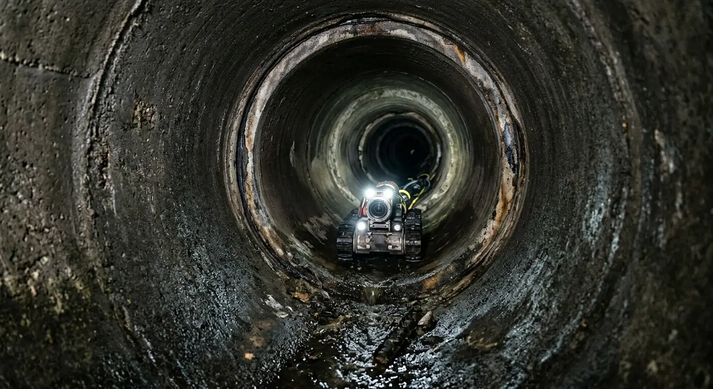 Robotic sewer camera inspecting pipe interior for Sewer Line Cleaning in Apple Valley